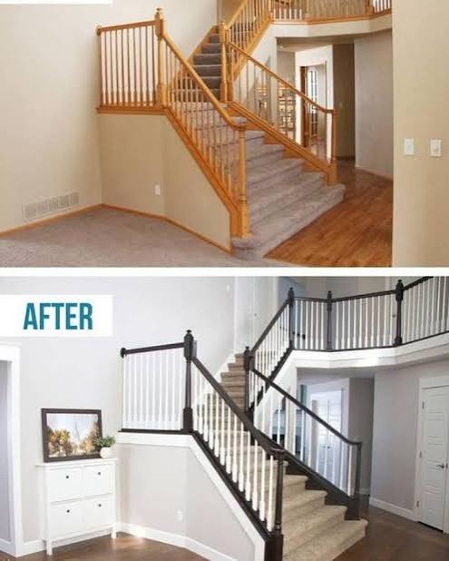 Calipro Painting before and after: Staircase & entryway