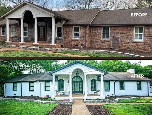 Calipro Painting before and after: Painted brick exterior